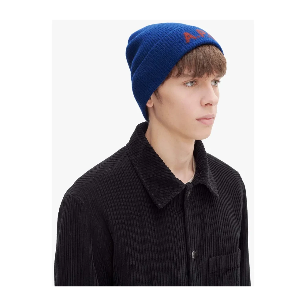 A.p.c. Blauwe Merinowol Beanie Muts Blue Unisex