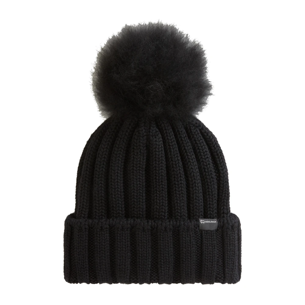 Woolrich Cashmere Pom Beanie Black Dames