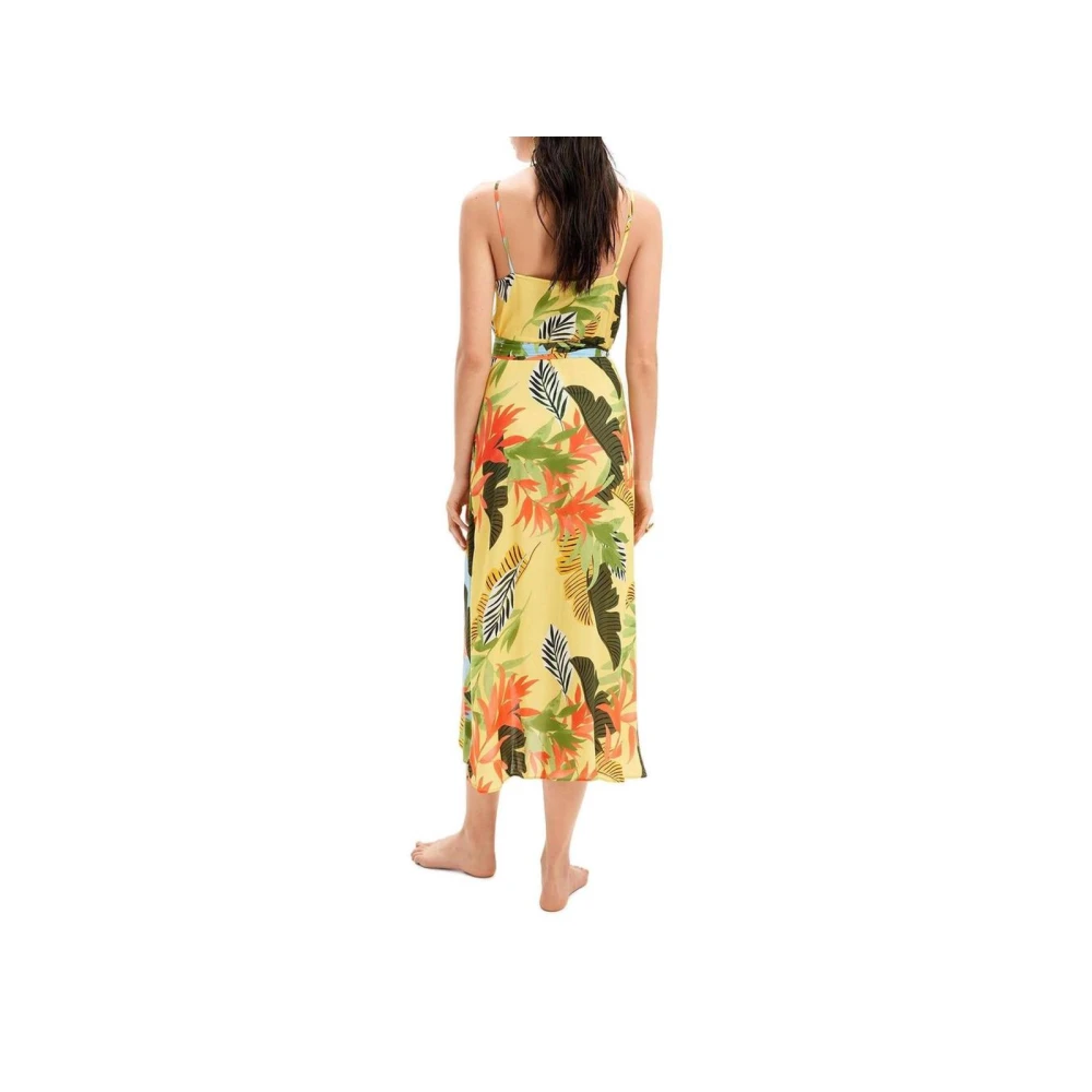 Desigual Gele Viscose Midi Jurk Elegant Design Multicolor Dames