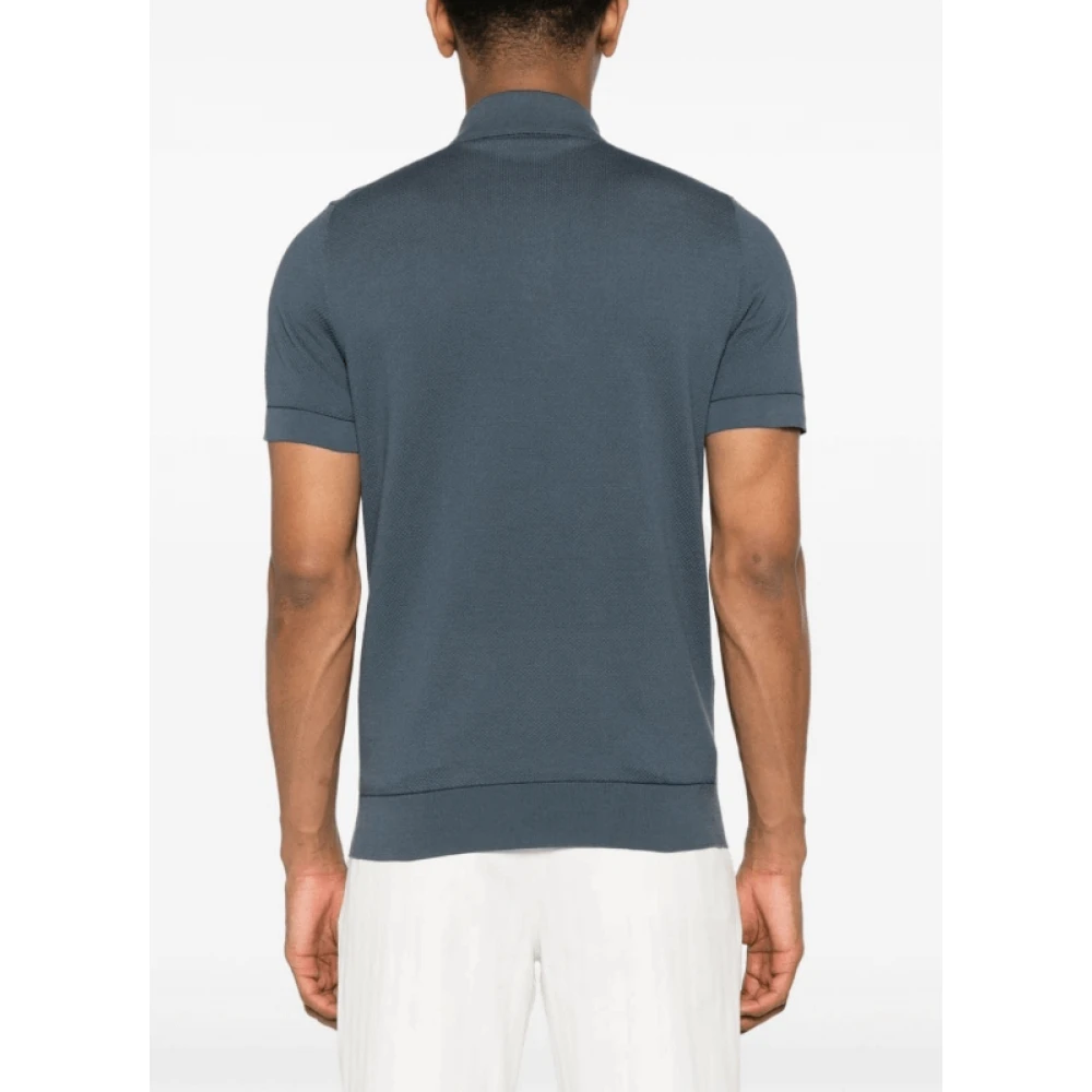 Brioni Petroleumblauwe Piqué Polo Shirt Blue Heren