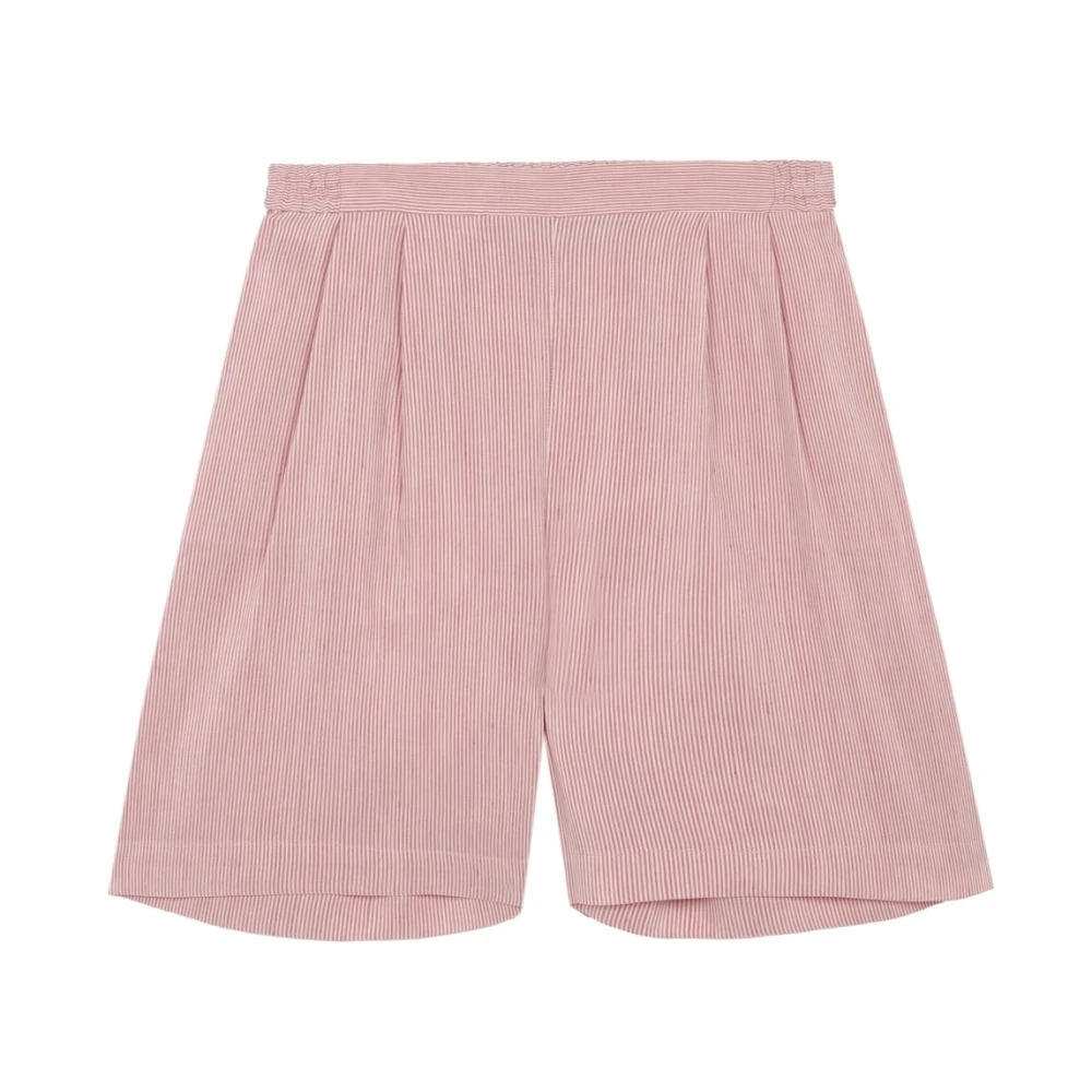 Cortana Gestreepte high-waisted linnen zijden shorts Pink Dames