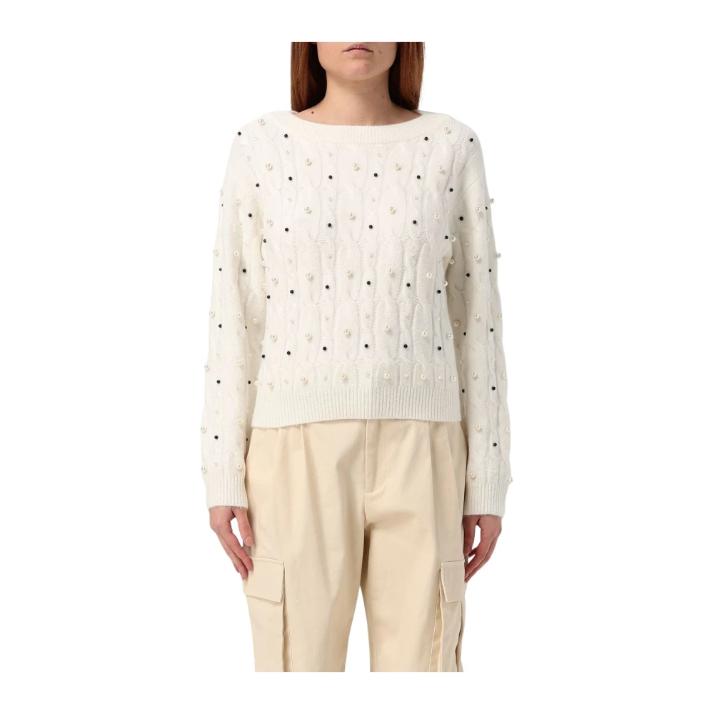 Twinset Gebreide top met parels White Dames