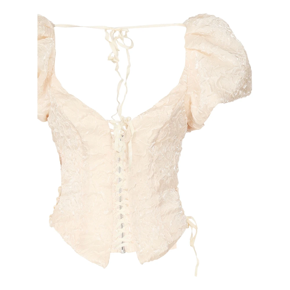 For Love & Lemons Pofmouw Korset Top Roomwit Beige Dames