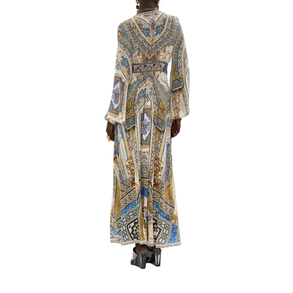 Camilla Zijden Kimono Mouw Mozaïek Jurk Multicolor Dames