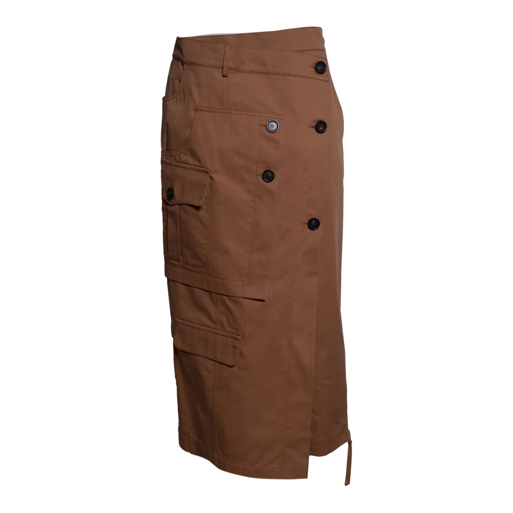 Erika Cavallini Brown Asymmetric Wrap Midi Skirt - Female - Midi Skirts - S - Skirts