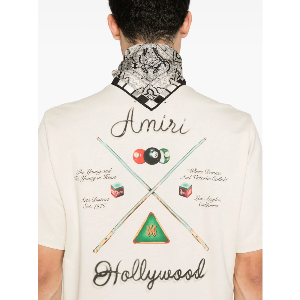 Amiri Grafisch Logo Beige Katoenen T-shirt White Heren