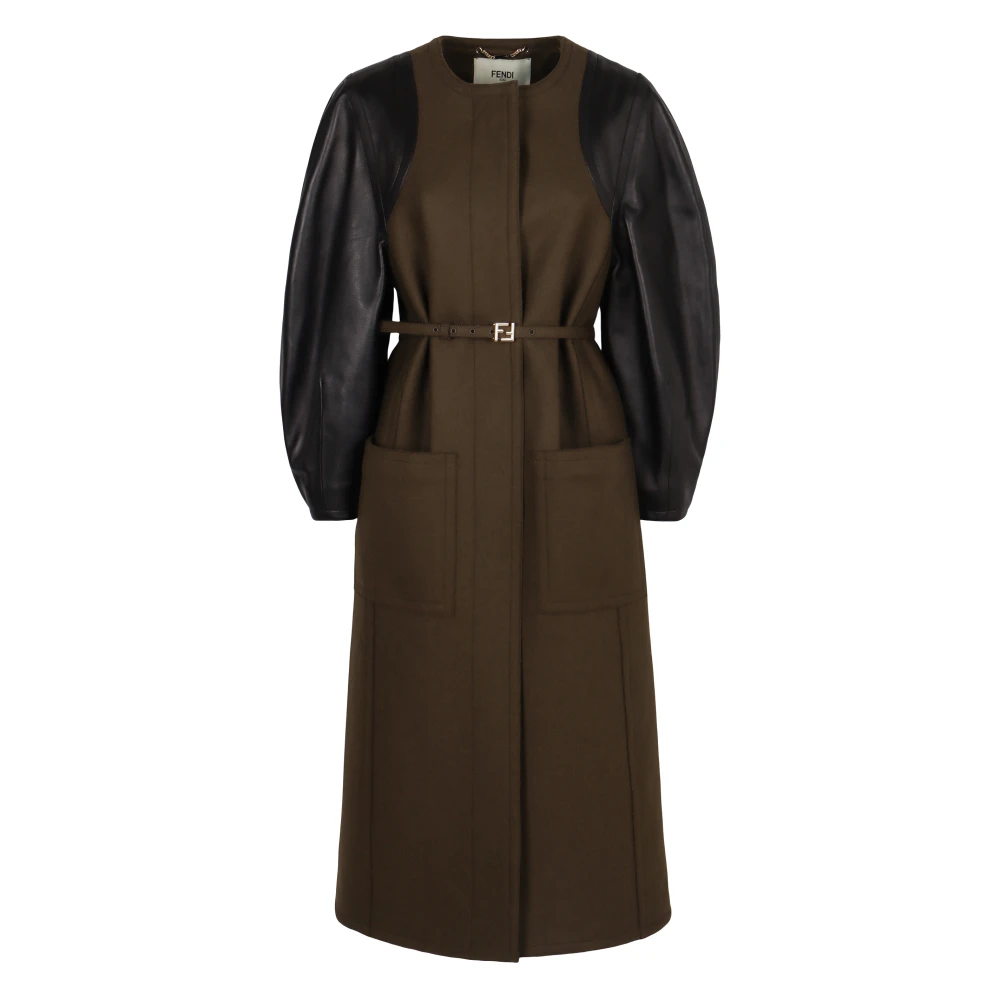 Fendi Vrouw Groente Jassen Dames, Groen, S, Wol, Groene Wollen Coconjas