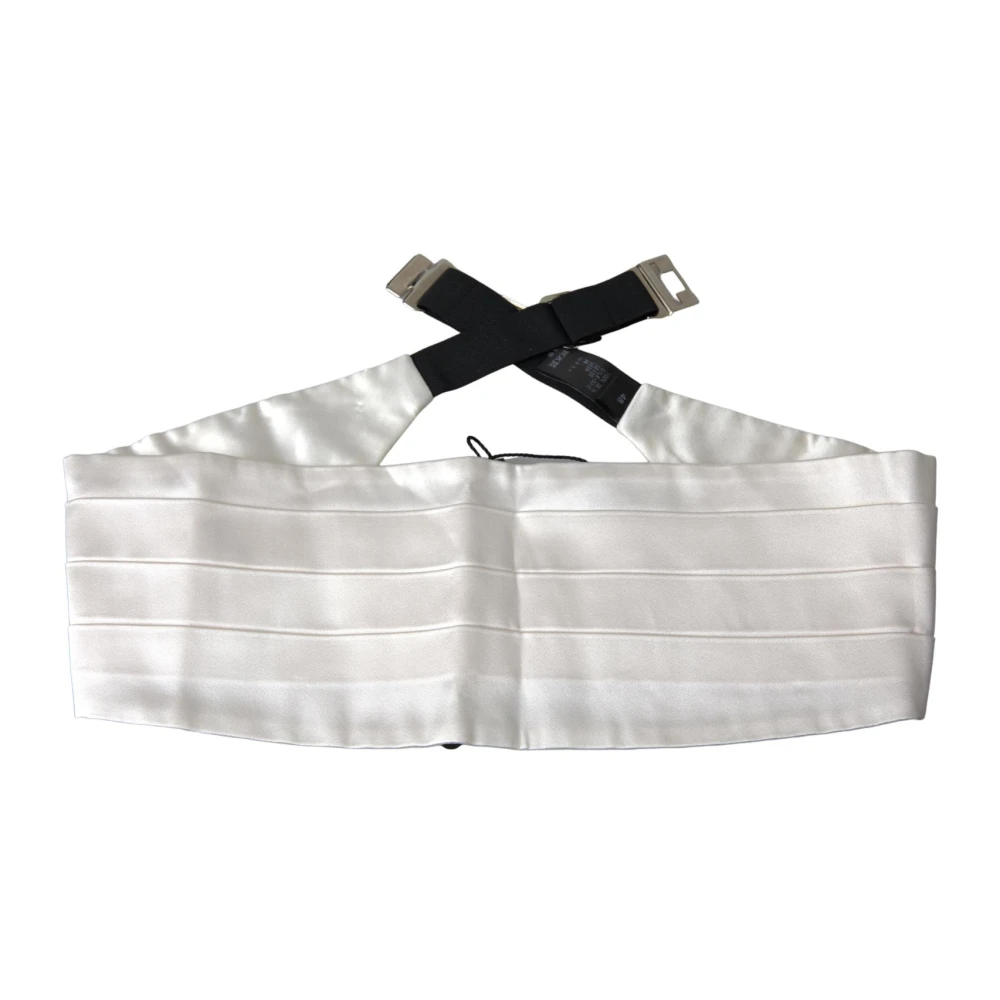 Dolce & Gabbana Men's White Belts,, Silk Cummerbund For Medium