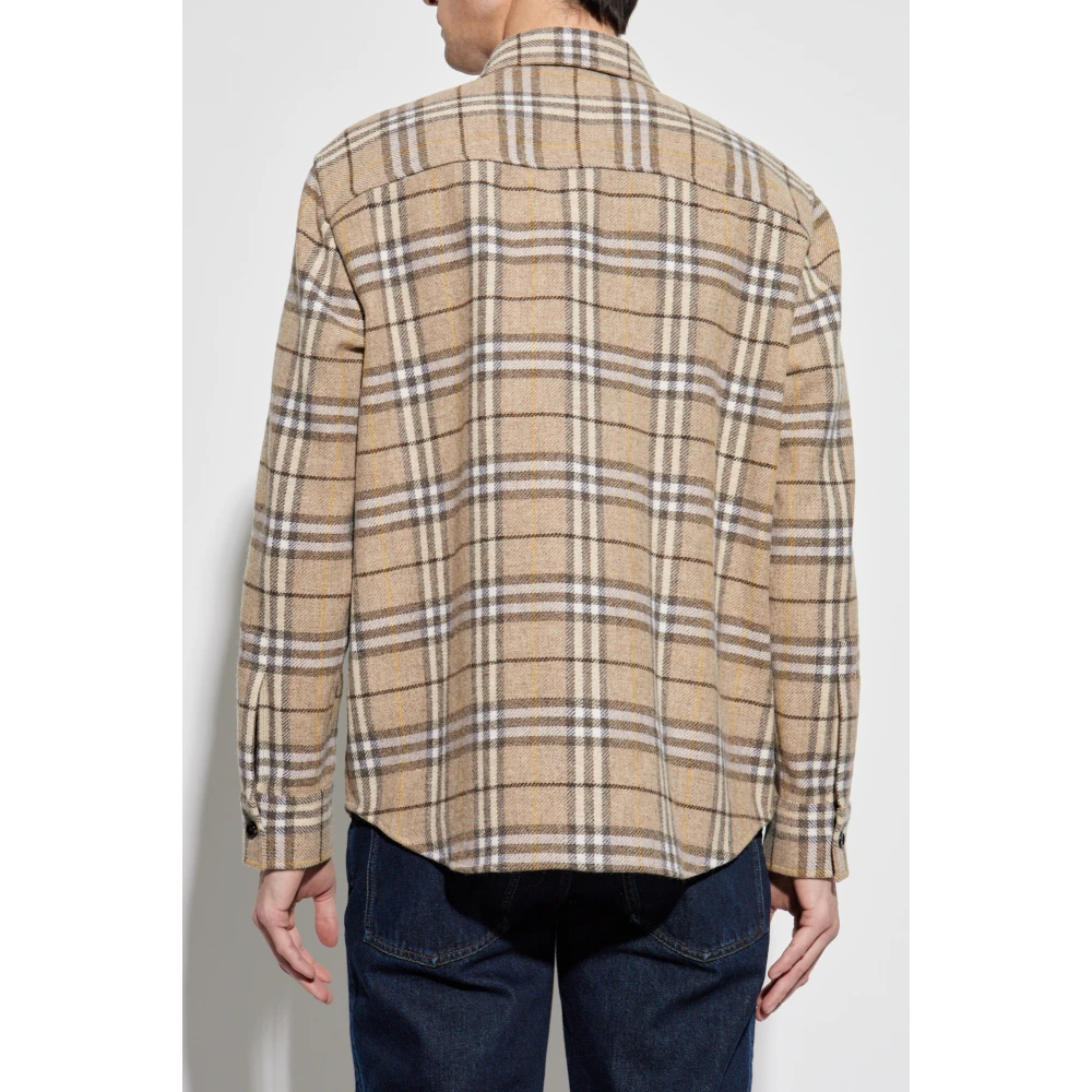 Burberry Wollen shirt met ruitpatroon Beige Heren