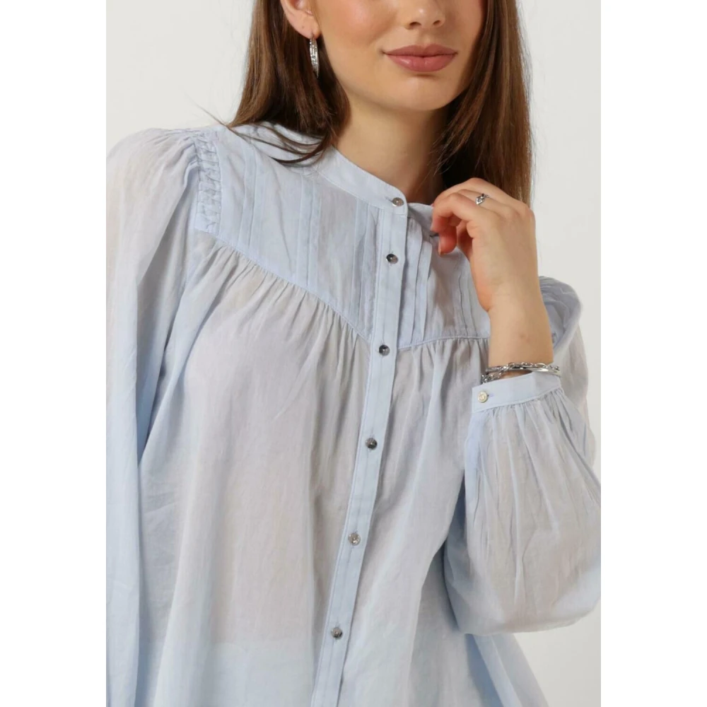 Scotch & Soda Blauw Shirt Met Pin Tuck Yoke Blue Dames