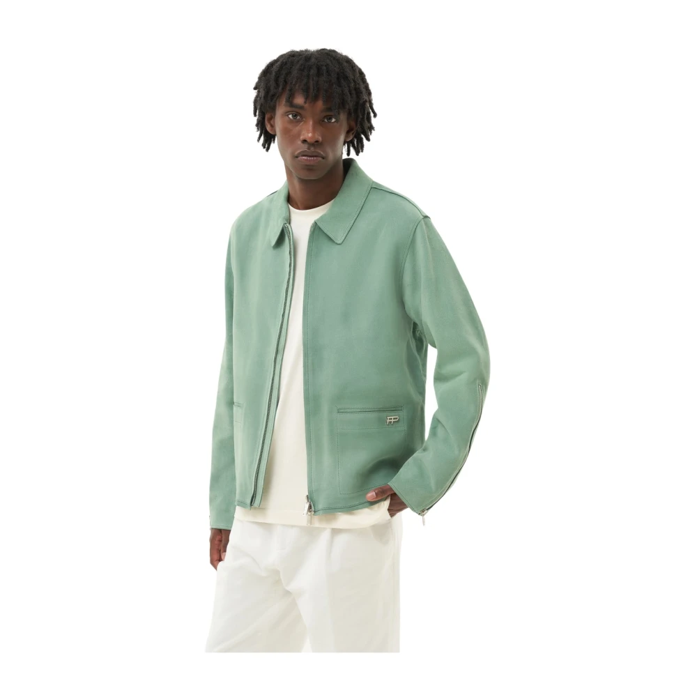 Filling Pieces Leather Jacket Suede Frosty Green Heren