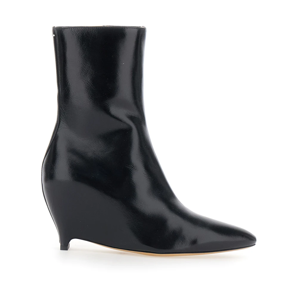 Maison Margiela Donna Nero - Stivaletto Con Tacco E Dettagli In Pelle - Shoes - 40 Eu