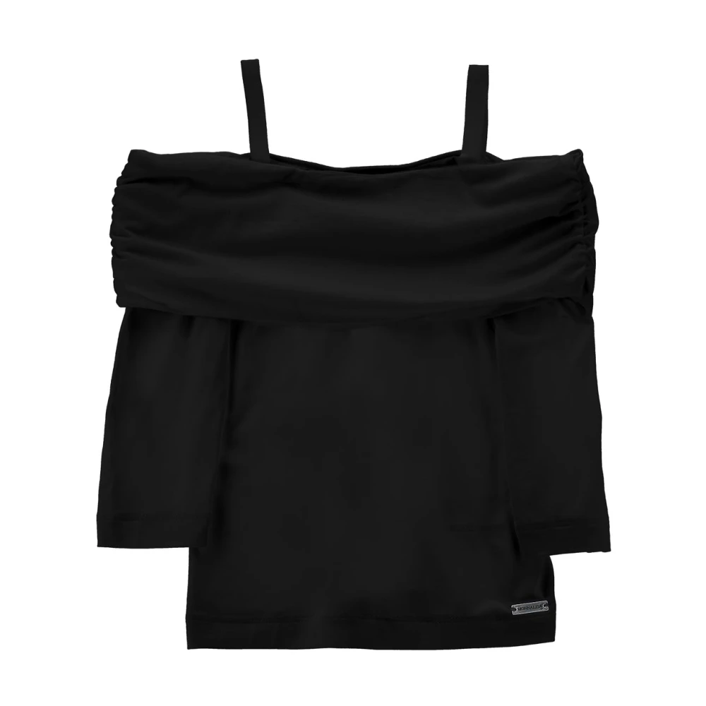 Monnalisa Girls Black T-Shirt In Modal - Dresses - 10 Y - Kids