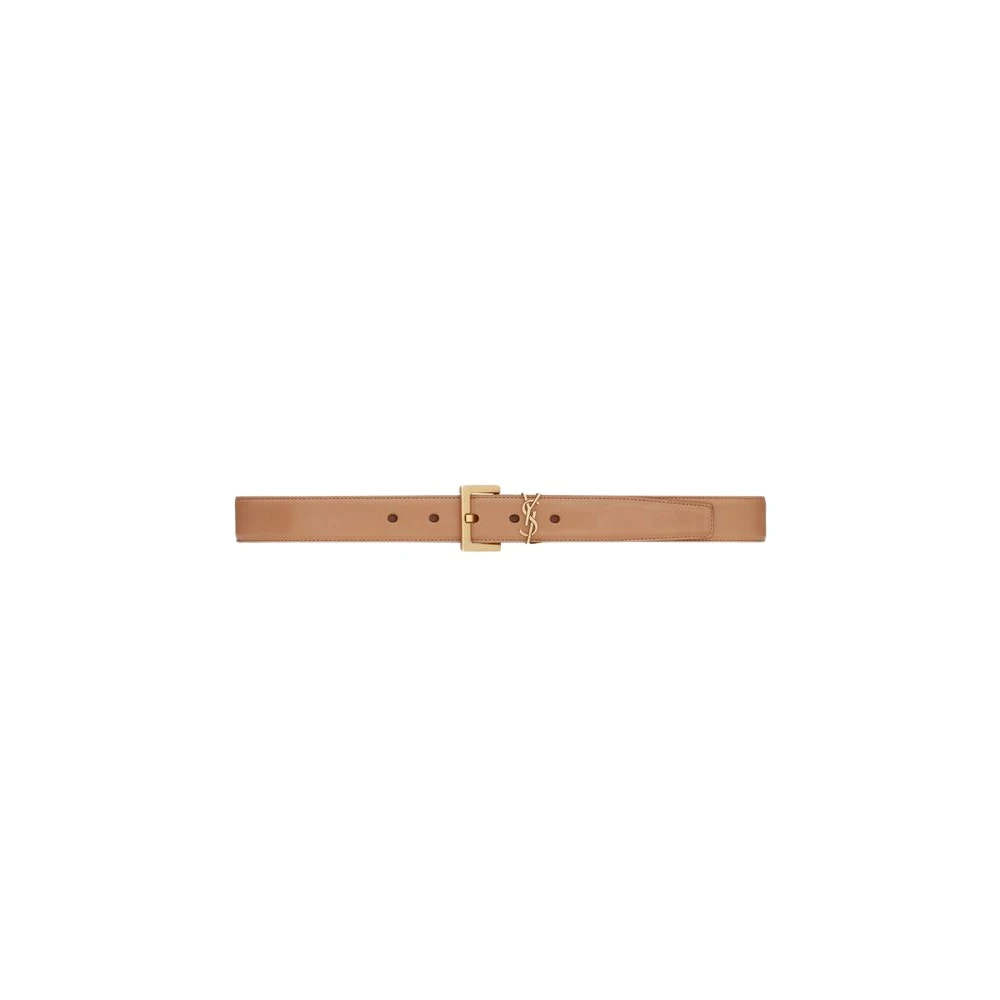 Saint Laurent Stijlvolle Leren Riem Beige Dames