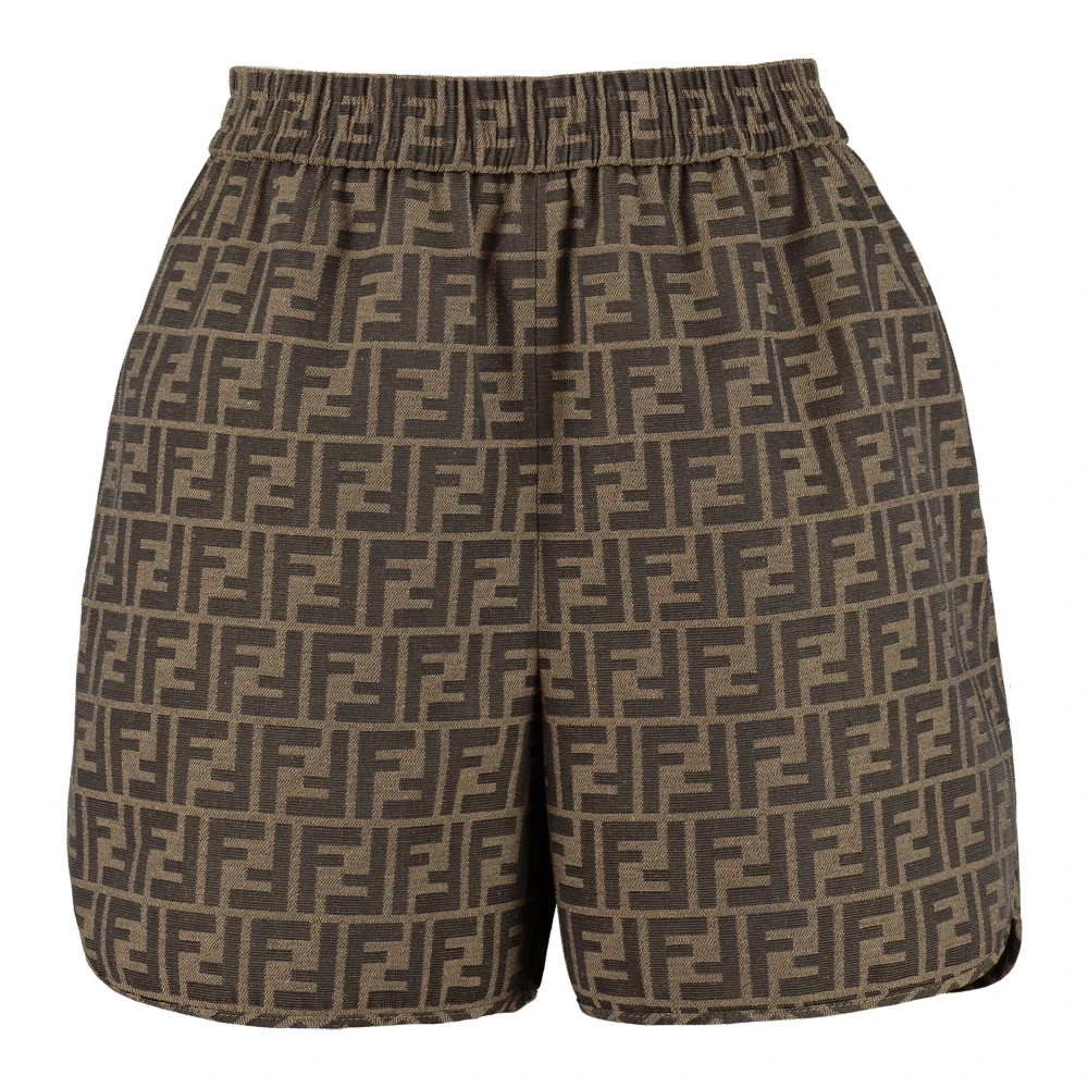 Fendi Women's Brown Short Shorts, Xs, Ff Motif Canvas Shorts