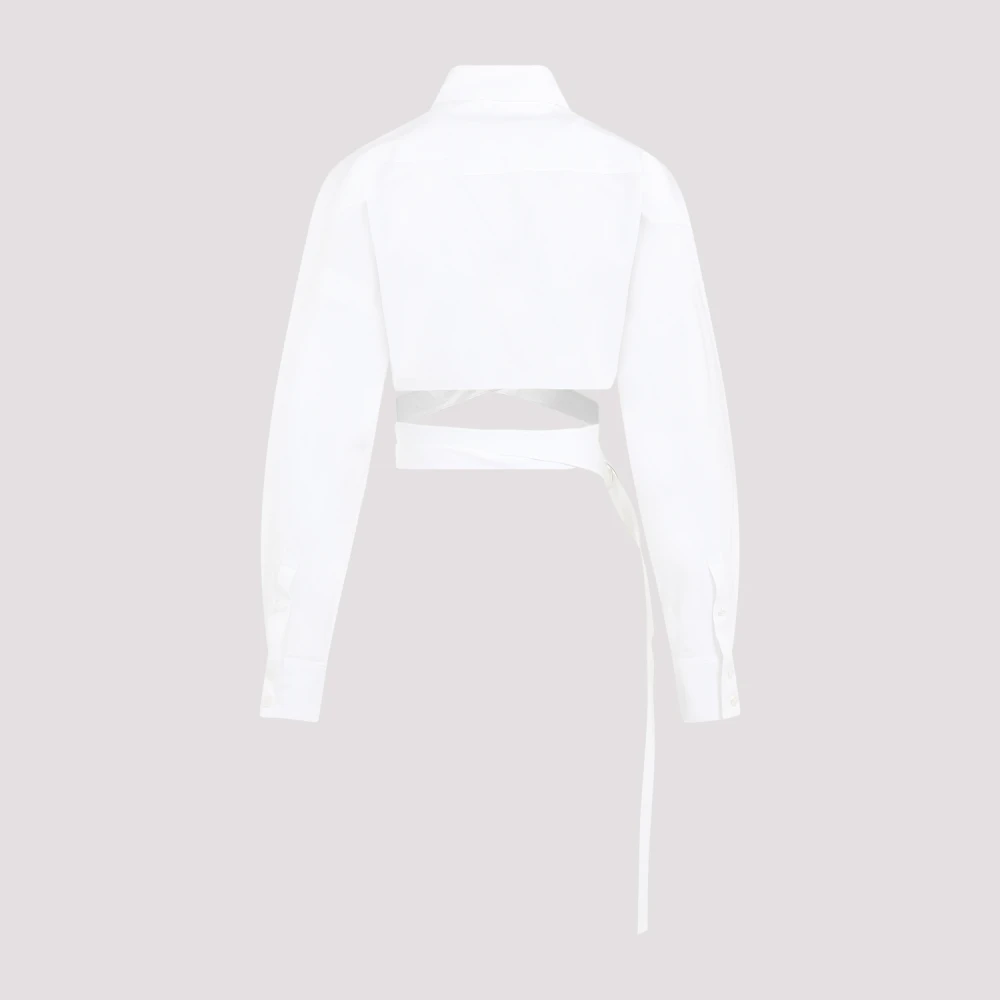 Alaïa Witte Gekruist Ontwerp Shirt White Dames