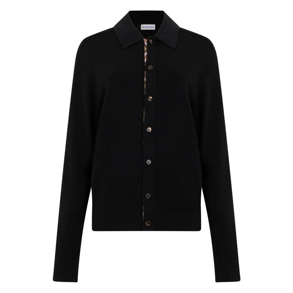 Burberry Black Long Sleeve Polo With Buttons - Male - Cardigans - S - Knitwear