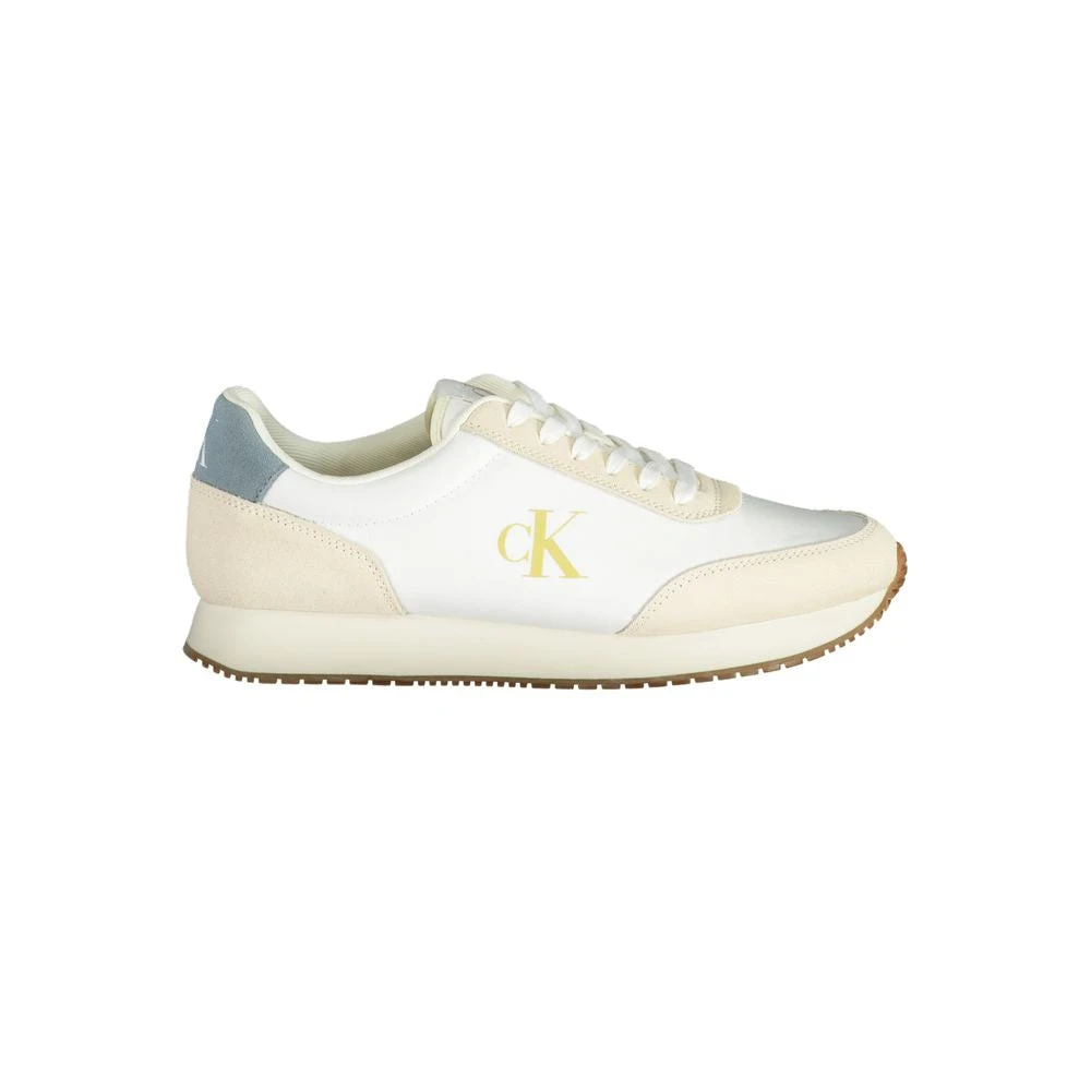 Calvin Klein Men's White Sneakers, 11 Uk, Polyester Sneaker