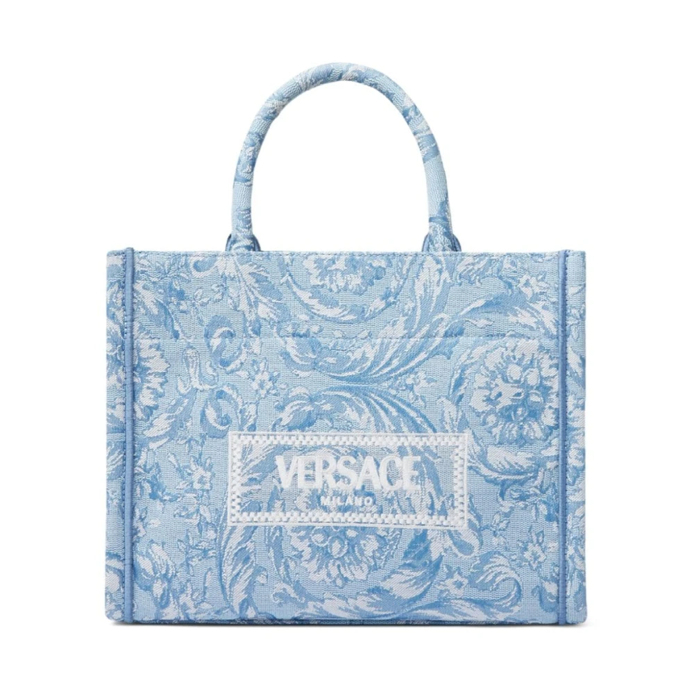 Versace Roze Athena Jacquard Logo Tas Blue Dames