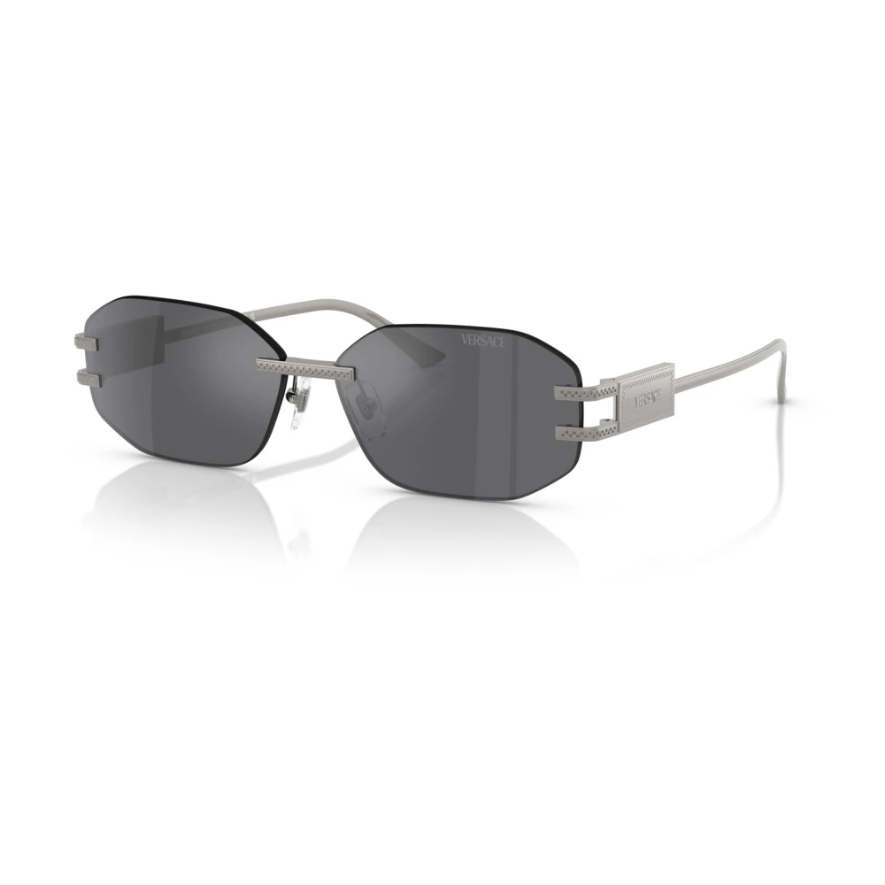 Versace Grey Ve2274 10016G Woman Sunglasses Metal Geometric Mirror - Image 3