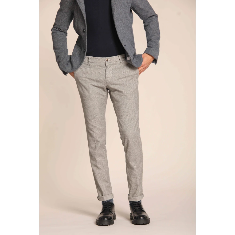 Mason's Extra Slim Chino Broek met Houndstooth Beige Heren