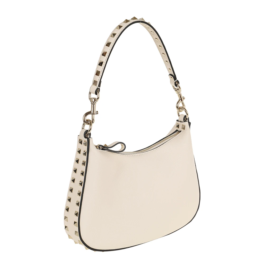 Valentino Garavani Goudkleurige Rockstud Kleine Hobo Tas Beige Dames
