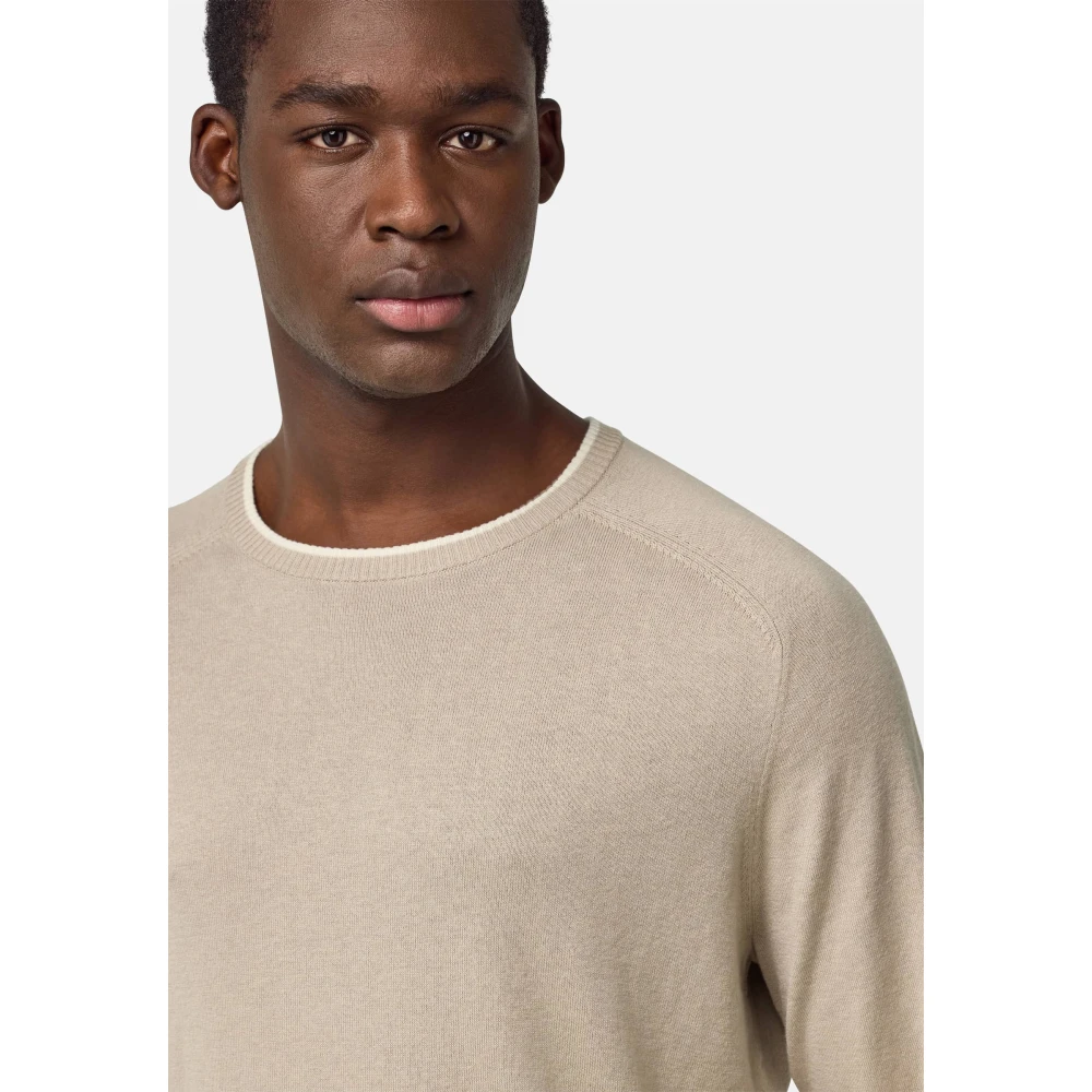 Boggi Milano Crew Neck Jumper Blue Heren