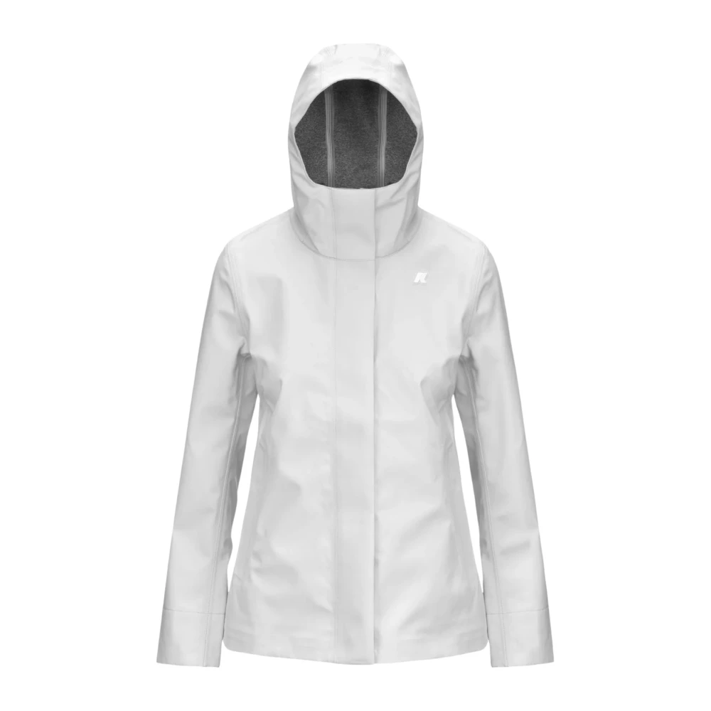 K-Way Women's White Madalina Bonded Jersey - Rain Jackets - S - Jackets