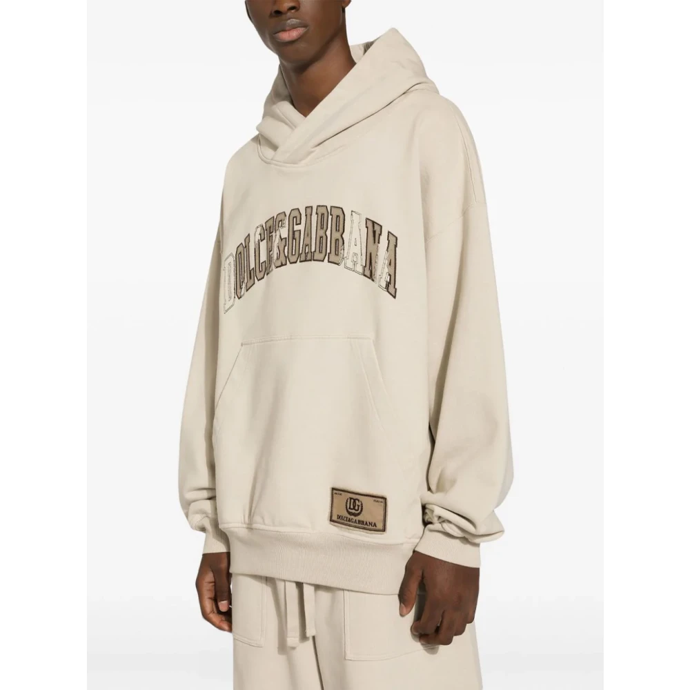 Dolce & Gabbana Beige Sweaters met Logo Borduurwerk Beige Heren