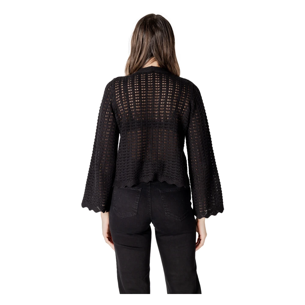 Only Zwarte V-Hals Knoop-Up Vest Black Dames