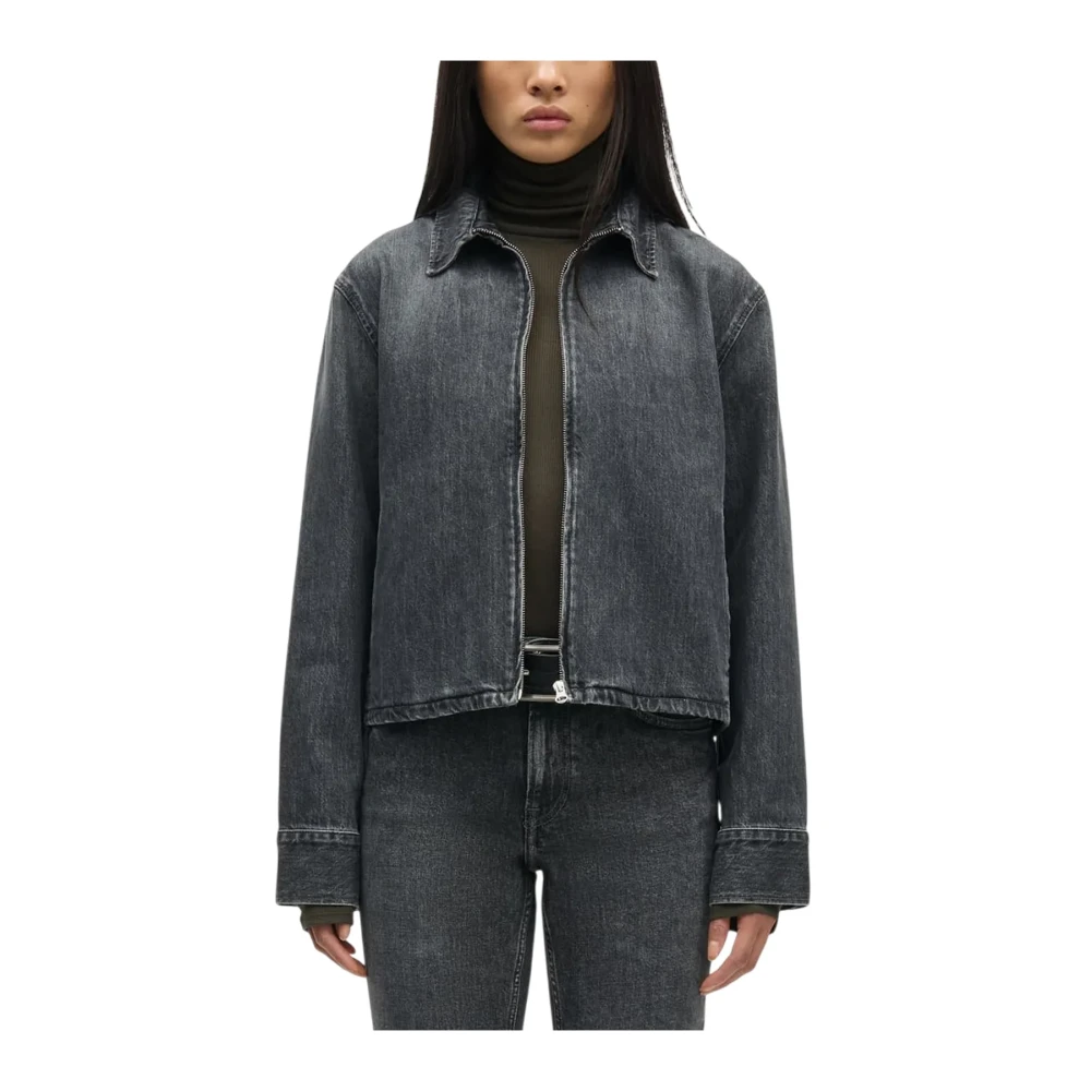 Samsøe Samsøe Denim Jackets, Female, M, Sanarinna Zip Jacket Gray