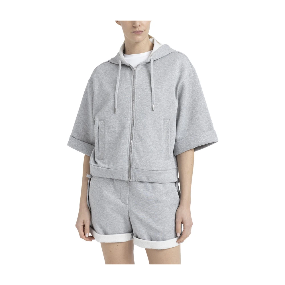 PESERICO Katoenen en Lurex hoodie Gray Dames