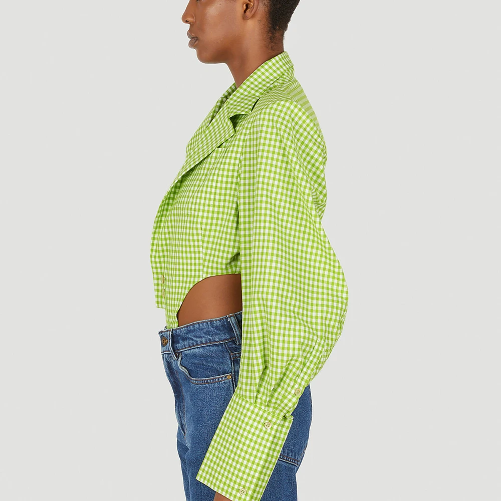 Ninamounah Gingham Bacteria Bodysuit Green Dames