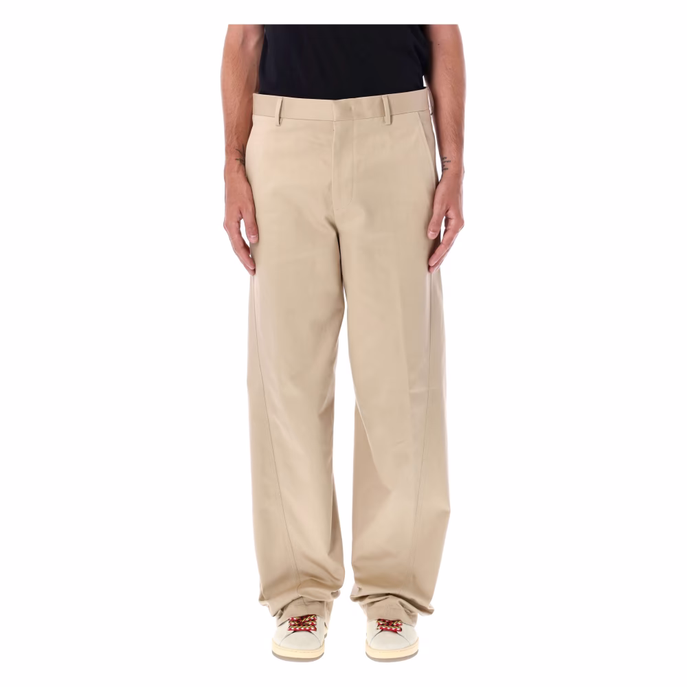Beige Twisted Chino Hose AW23