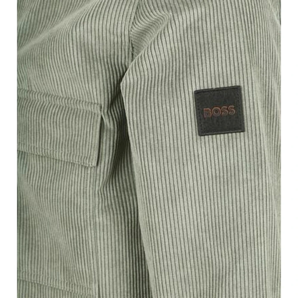 Hugo Boss Corduroy Overshirt Regular-Fit Geribbelde Stof Gray Heren