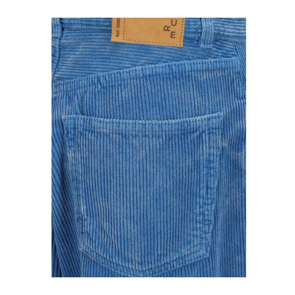 Haikure Corduroy Broek met Leren Patch Blue Dames