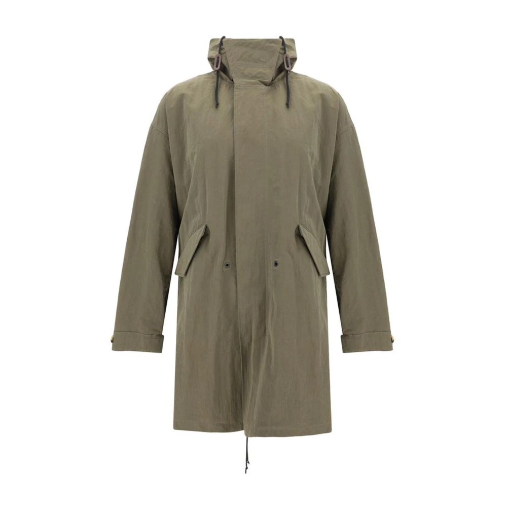 Dolce & Gabbana Hoge halsjas met verstelbare capuchon Green Heren