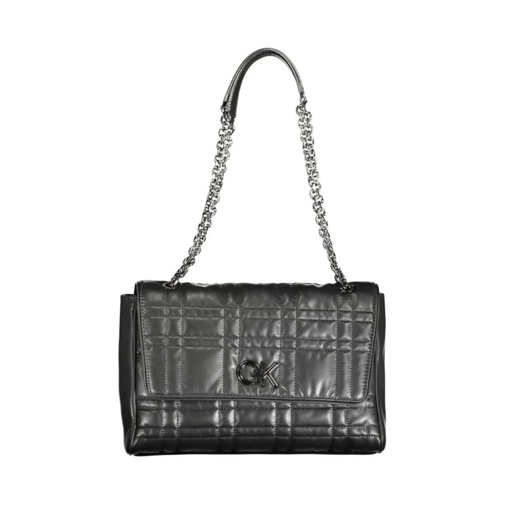 Calvin Klein Women's Black Handbag With Chain Handles