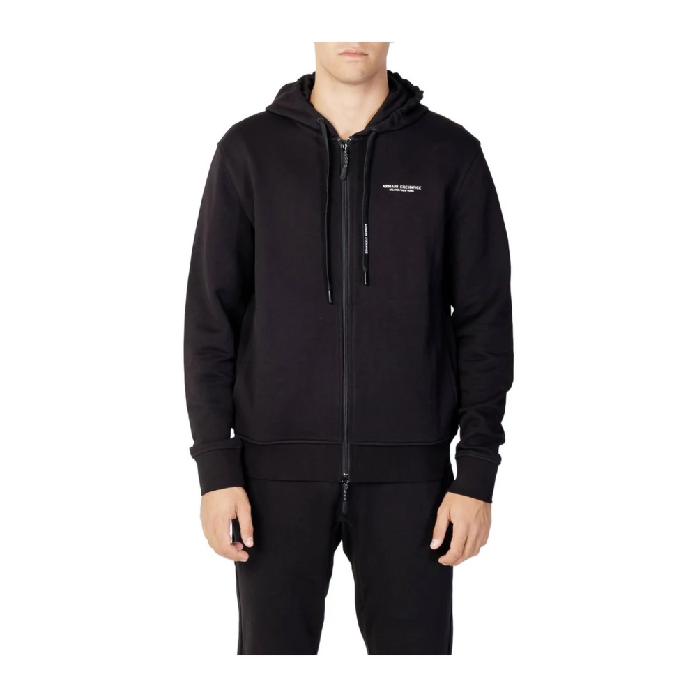 Armani Exchange Herr Svart Sweatshirts & Hoodies S, Bomull, Bomulls-Zip-Hoodie