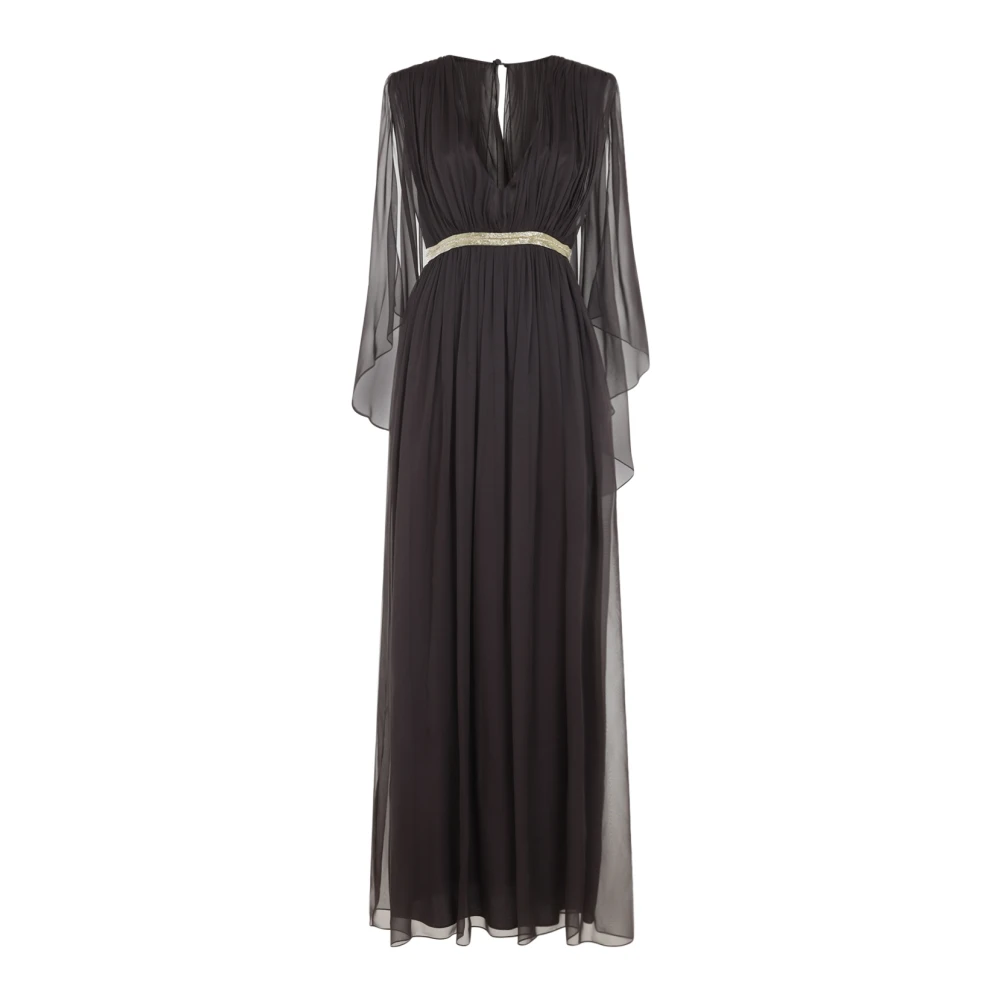 Alberta Ferretti Women's Brown Maxi Dresses, S, Chiffon Long Dress