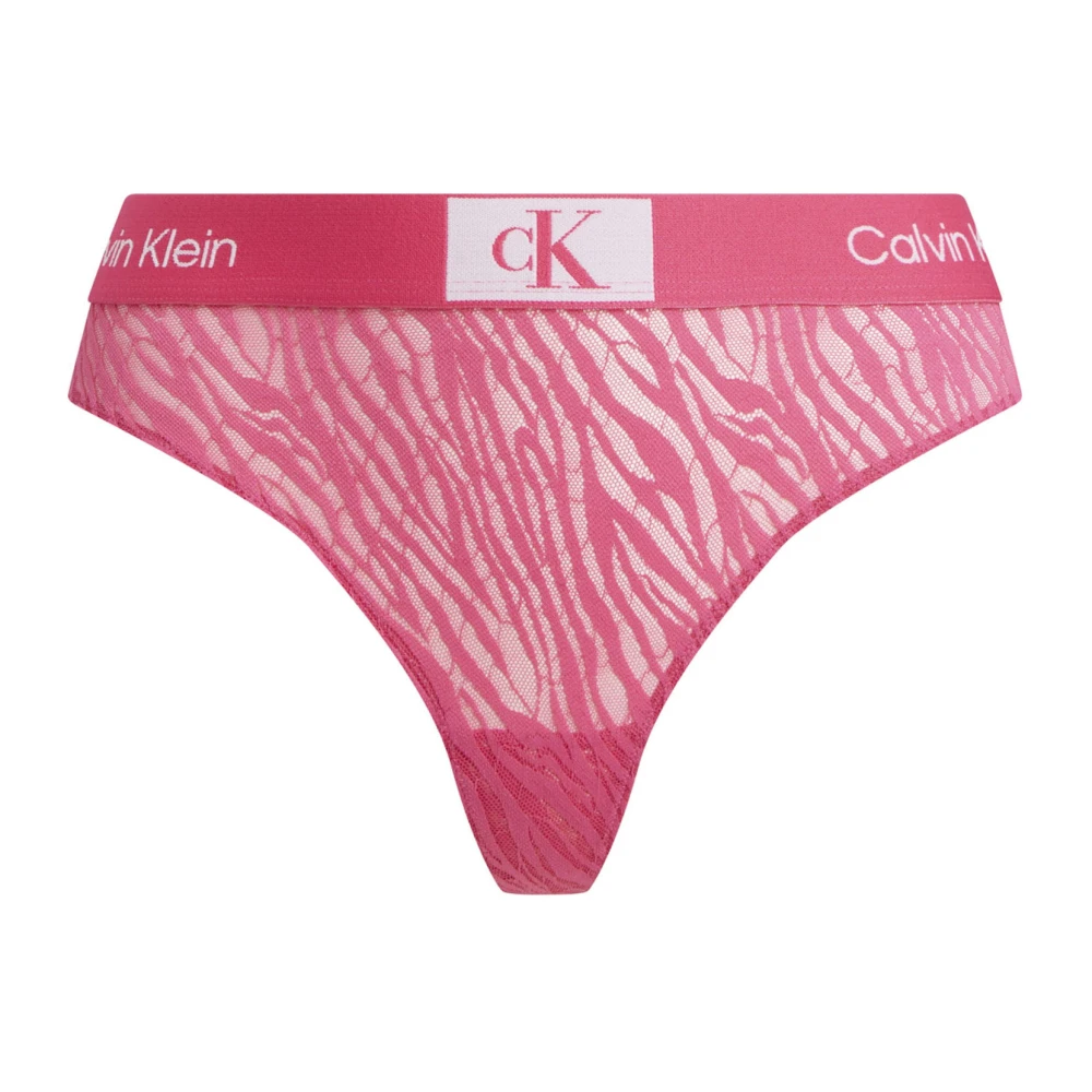Calvin Klein Jeans Fuchsia Kant String met Semi-Transparante Afwerking Pink Dames
