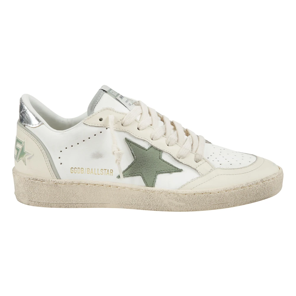 Golden Goose Women's White Sneakers,, Green Star Leather Trainers Size 7 Uk