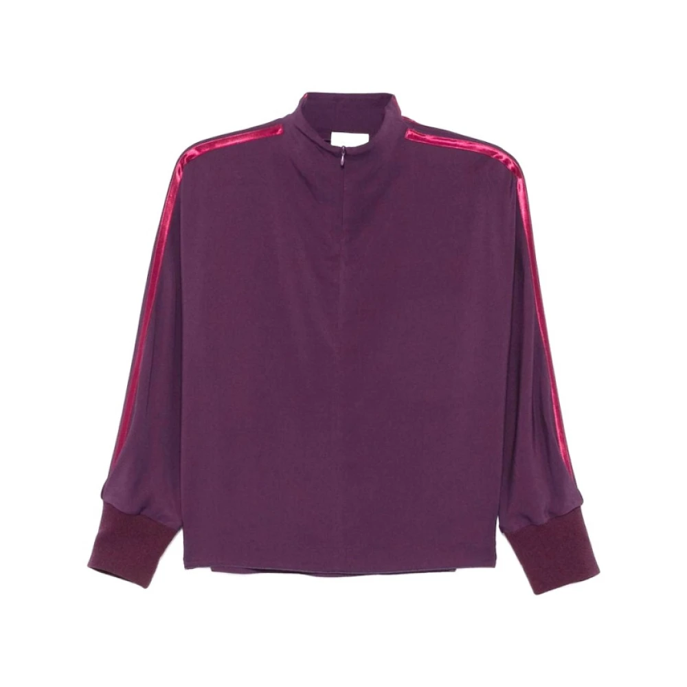 Forte Vloeiende en casual crêpe top met satijnen banden Purple Dames