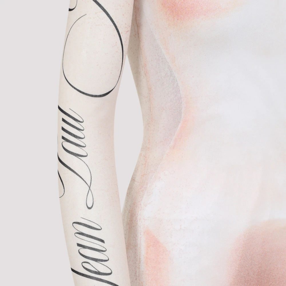 Jean Paul Gaultier Gedrukte Korte Jurk Lichtroze Pink Dames