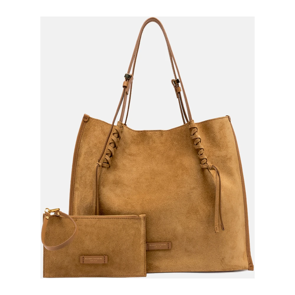 Gianni Chiarini Suède Leren Handtas Dory Beige Dames