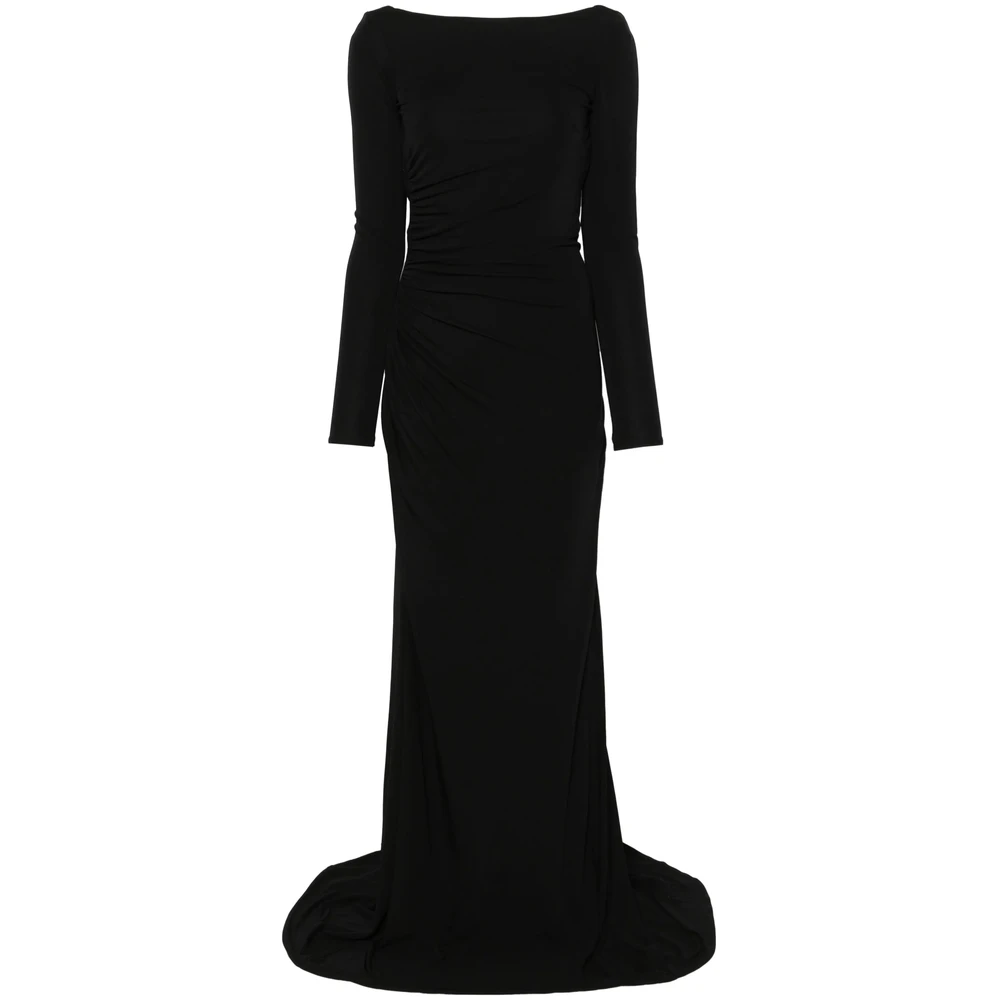 Elisabetta Franchi Zwarte Spaghettibandjes Cowl Jurk Black Dames