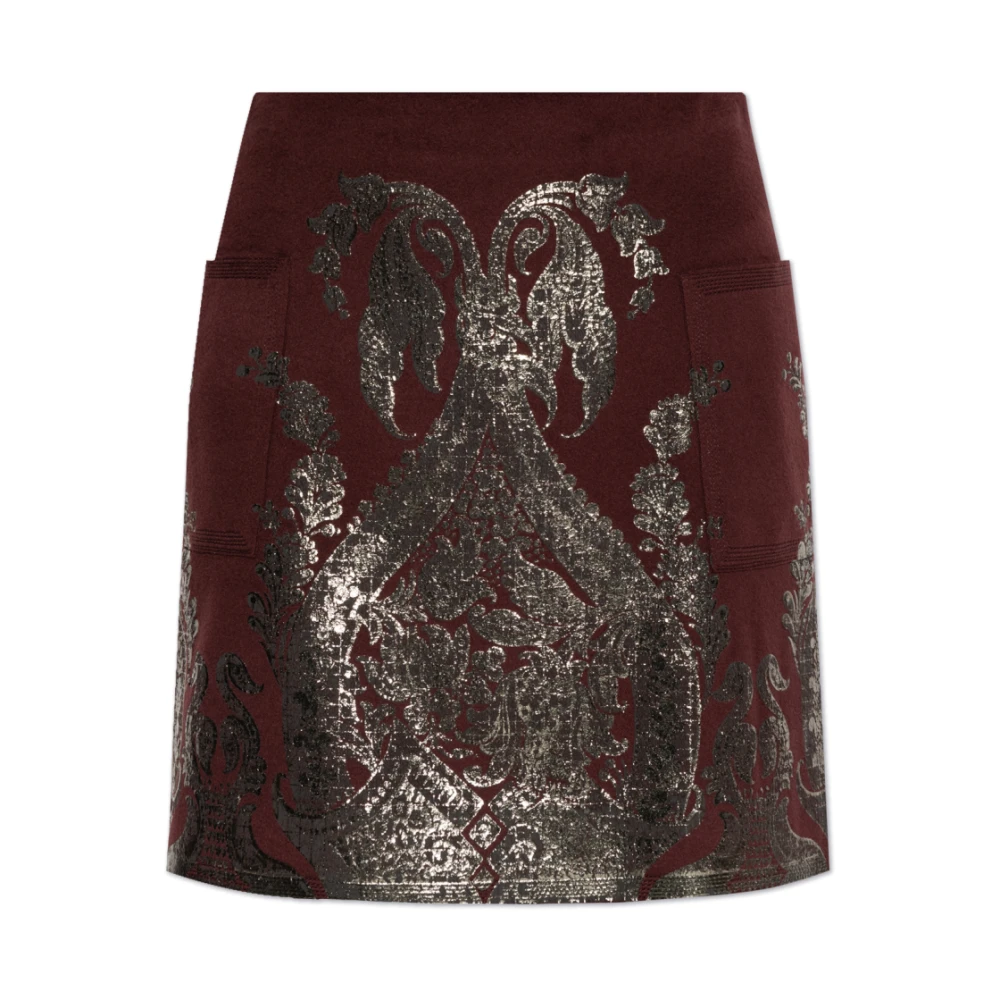 ETRO Wollen rok met print Red Dames