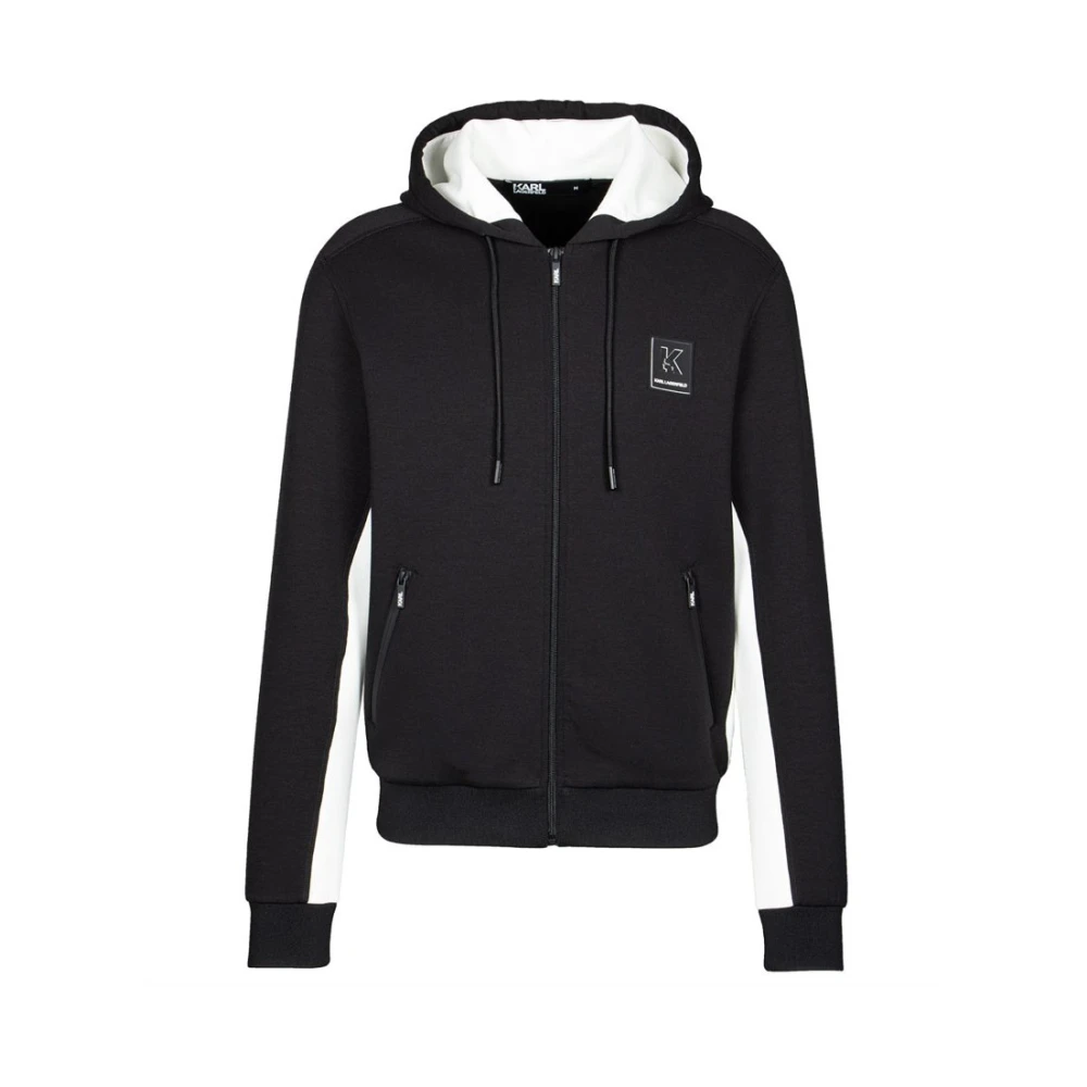 Karl Lagerfeld Zwarte sportjas met contrasterende accenten Black Heren