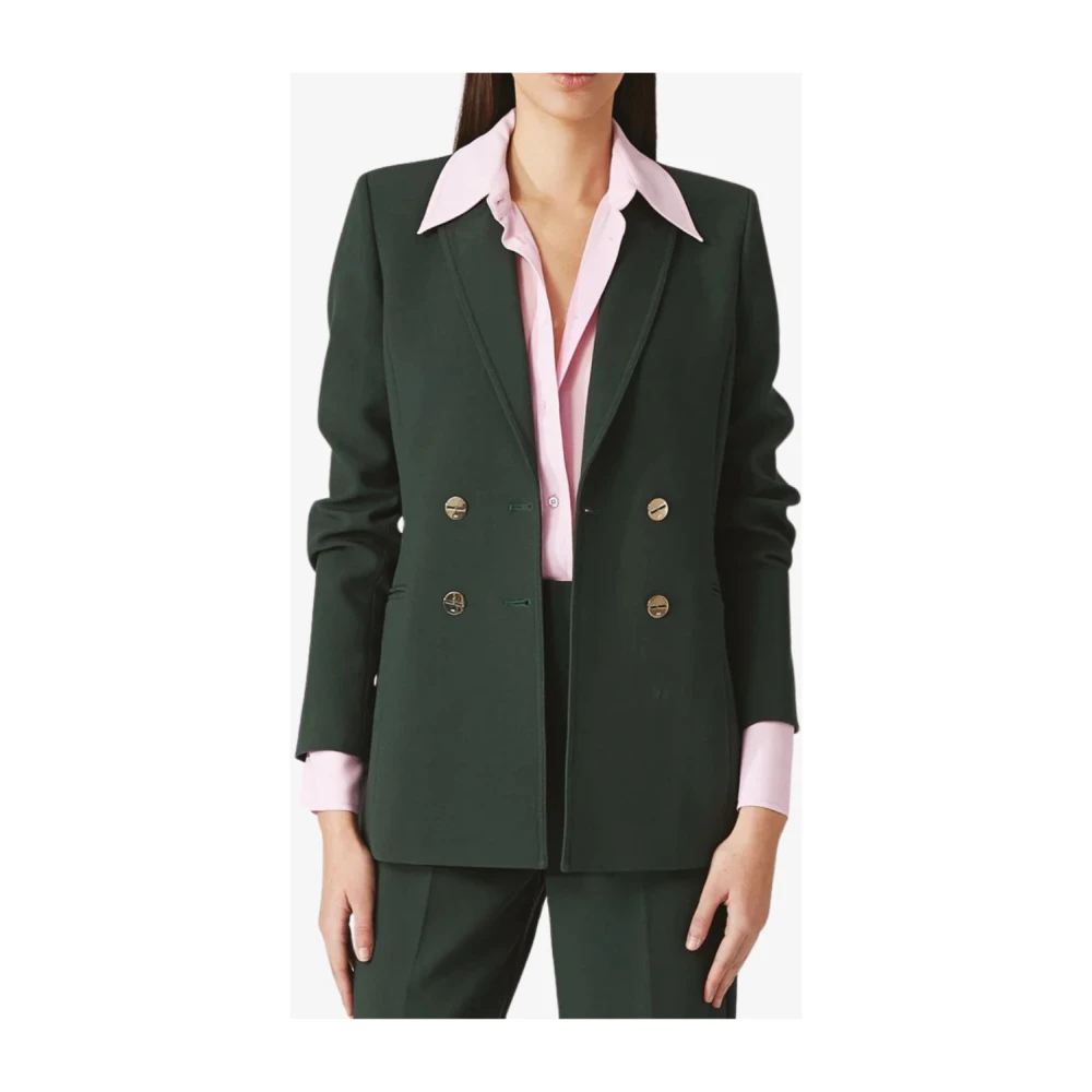 Nenette Double-breasted jasje in dubbele crêpe Green Dames