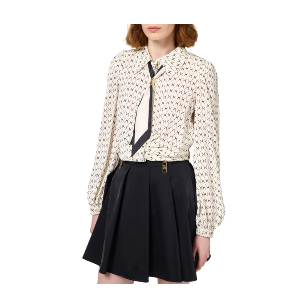 Elisabetta Franchi Cropped Shirt met Ruitprint en Sjaal Beige Dames